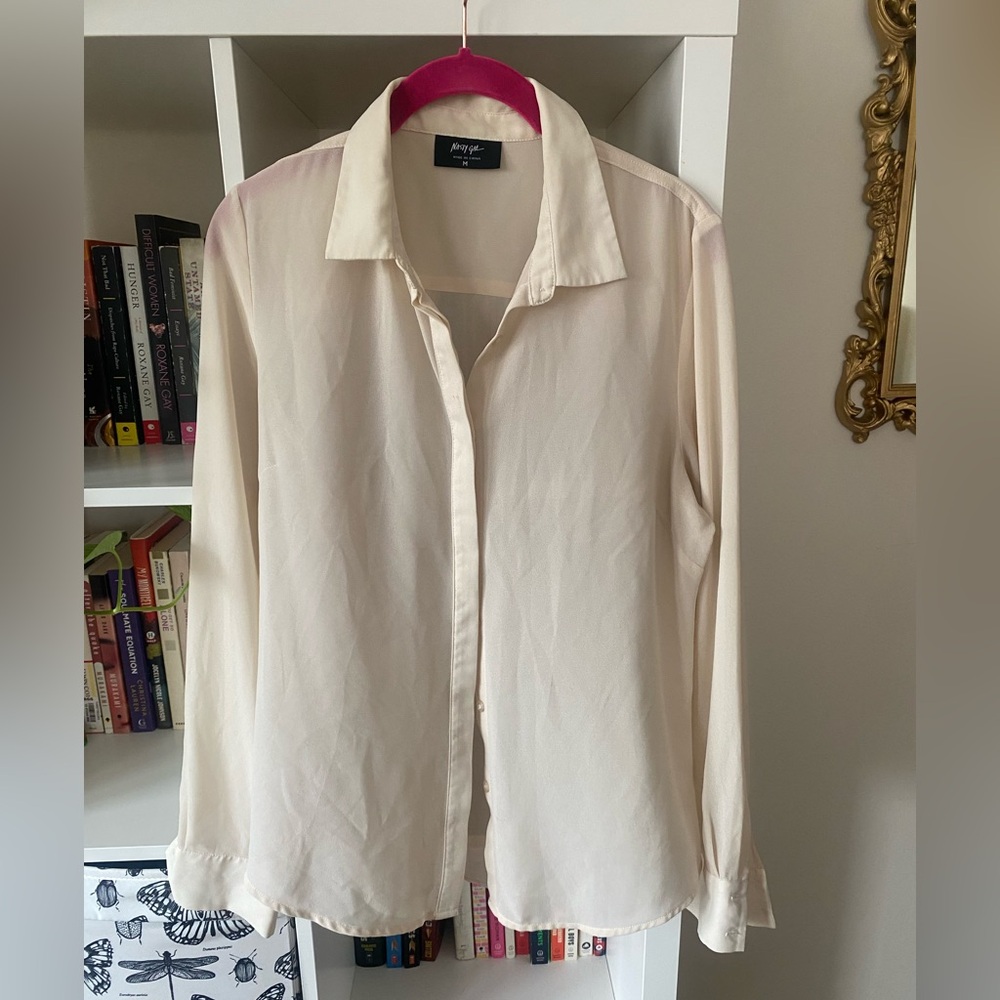 Nasty Gal Ivory Sheer Blouse